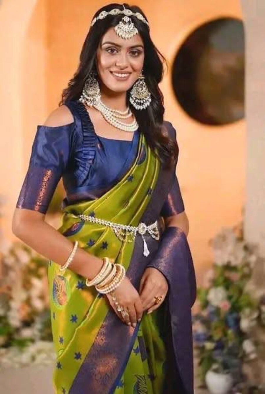 MODERN BANARASI SILK ZARI WEAVING WORK SAREE WITH UNSTITCHED BLOUSE RECEPTION WEAR WHOLESALE PRICE ETHNIC GARMENT (109)