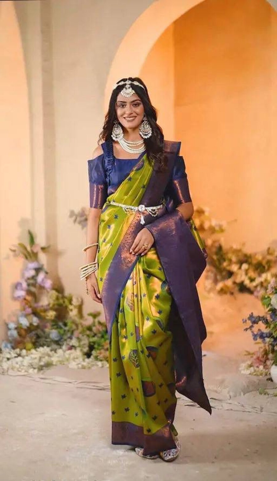 MODERN BANARASI SILK ZARI WEAVING WORK SAREE WITH UNSTITCHED BLOUSE RECEPTION WEAR WHOLESALE PRICE ETHNIC GARMENT (82)
