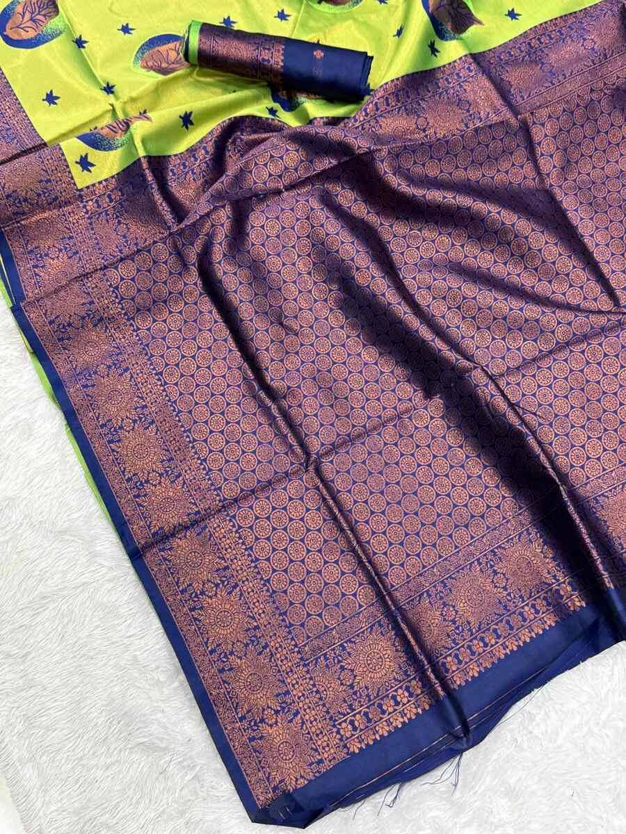MODERN BANARASI SILK ZARI WEAVING WORK SAREE WITH UNSTITCHED BLOUSE RECEPTION WEAR WHOLESALE PRICE ETHNIC GARMENT (83)