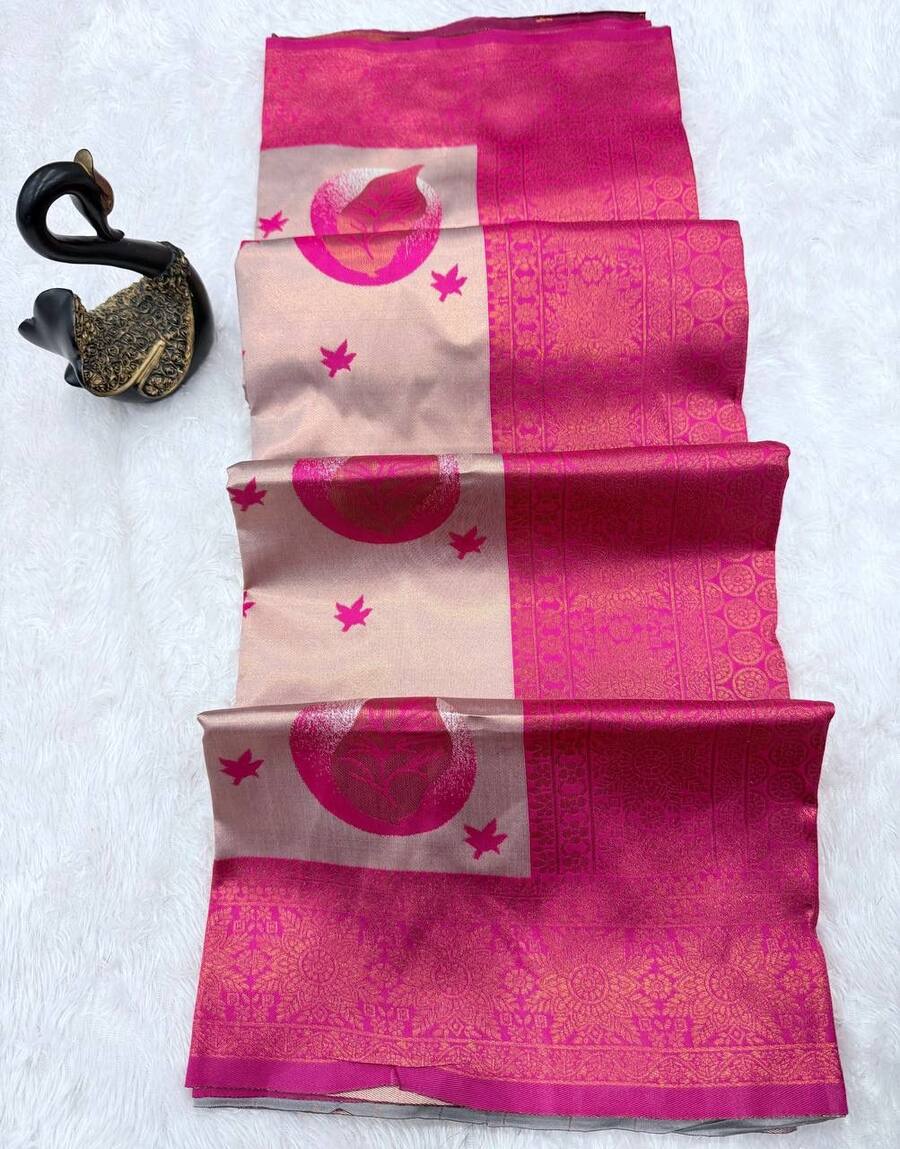 MODERN BANARASI SILK ZARI WEAVING WORK SAREE WITH UNSTITCHED BLOUSE RECEPTION WEAR WHOLESALE PRICE ETHNIC GARMENT (86)