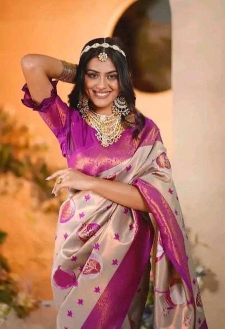 MODERN BANARASI SILK ZARI WEAVING WORK SAREE WITH UNSTITCHED BLOUSE RECEPTION WEAR WHOLESALE PRICE ETHNIC GARMENT (88)