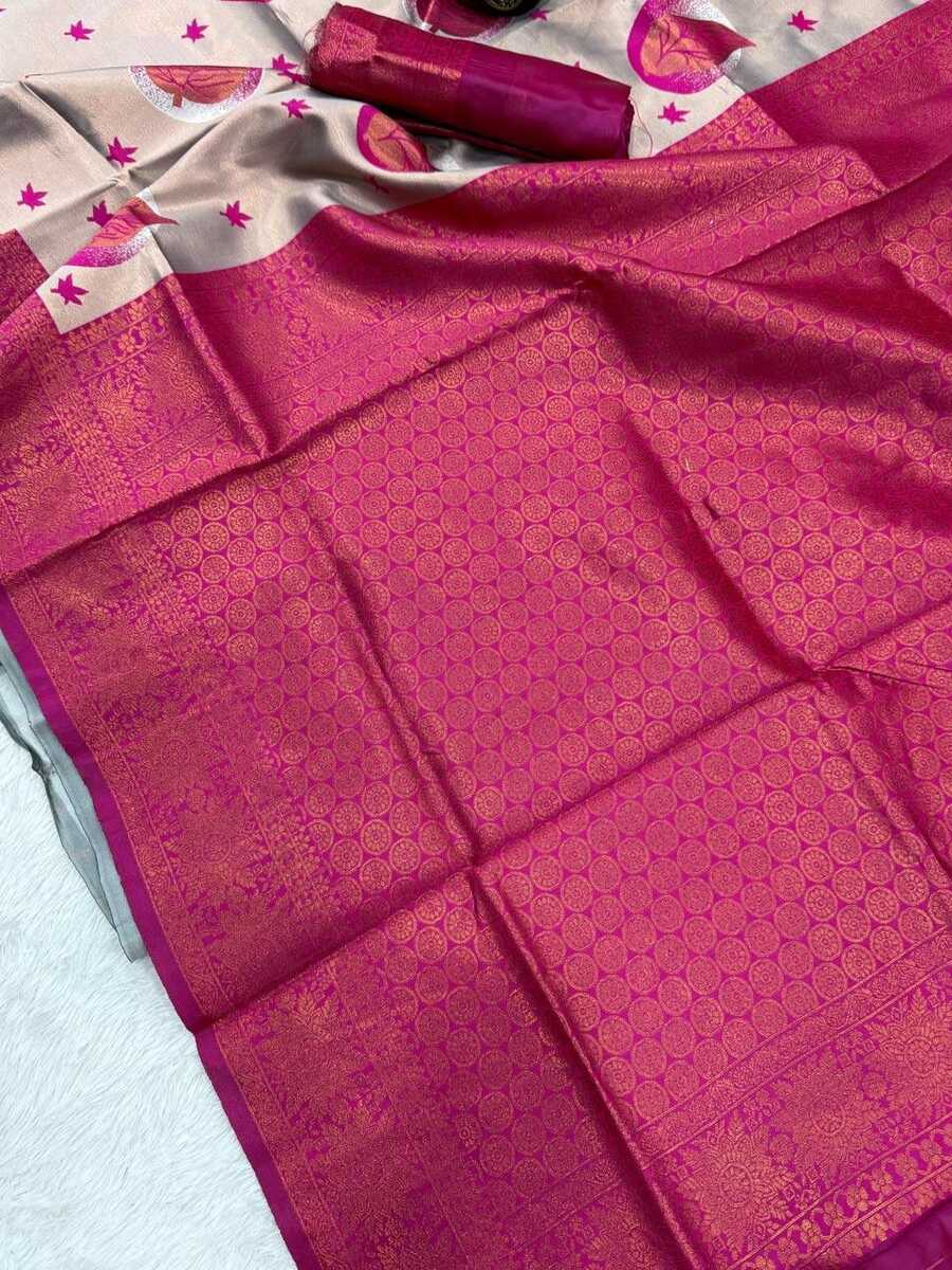 MODERN BANARASI SILK ZARI WEAVING WORK SAREE WITH UNSTITCHED BLOUSE RECEPTION WEAR WHOLESALE PRICE ETHNIC GARMENT (90)