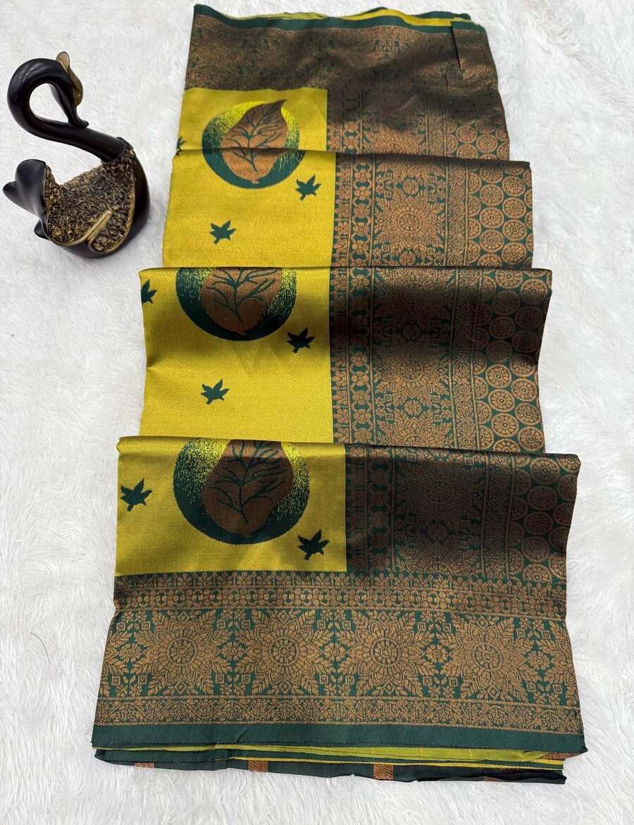 MODERN BANARASI SILK ZARI WEAVING WORK SAREE WITH UNSTITCHED BLOUSE RECEPTION WEAR WHOLESALE PRICE ETHNIC GARMENT (93)