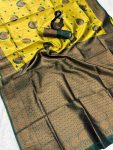 MODERN BANARASI SILK ZARI WEAVING WORK SAREE WITH UNSTITCHED BLOUSE RECEPTION WEAR WHOLESALE PRICE ETHNIC GARMENT (94)