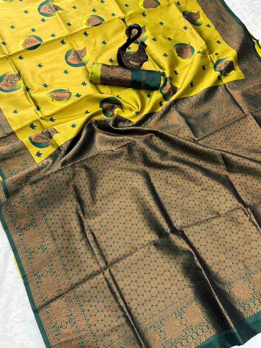 MODERN BANARASI SILK ZARI WEAVING WORK SAREE WITH UNSTITCHED BLOUSE RECEPTION WEAR WHOLESALE PRICE ETHNIC GARMENT (98)
