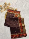 MODERN BANARASI SOFT SILK GOLD & SILVER ZARI WEAVING WORK SAREE WITH UNSTITCHED BLOUSE FORMAL WEAR WHOLESALE PRICE ETHNIC GARMENT (1)