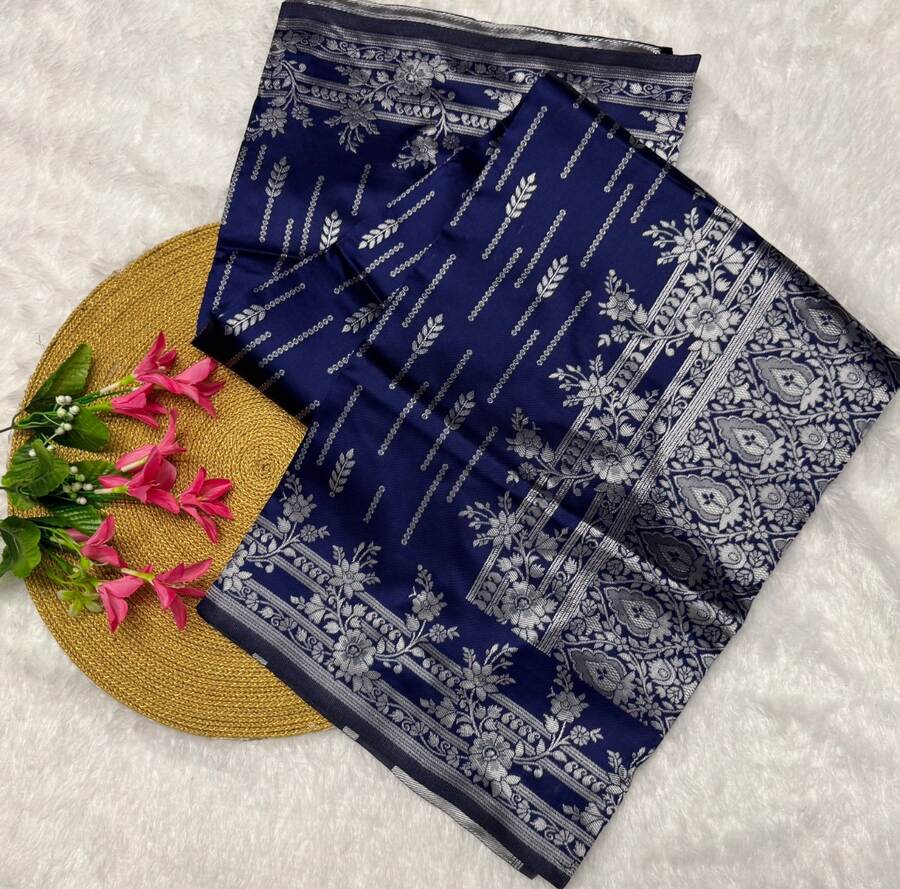 MODERN BANARASI SOFT SILK WEAVING WORK SAREE WITH UNSTITCHED BLOUSE PARTY WEAR WHOLESALE PRICE ETHNIC GARMENT (7)