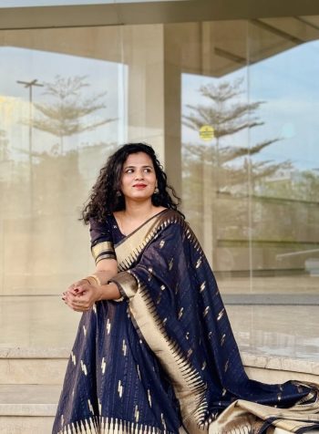 MODERN BANARASI SOFT SILK  WEAVING WORK SAREE WITH UNSTITCHED BLOUSE BLACK