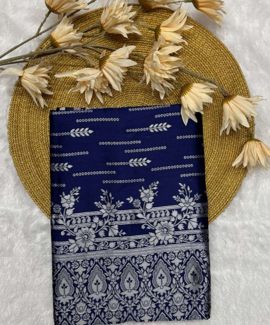 MODERN BANARASI SOFT SILK WEAVING WORK SAREE WITH UNSTITCHED BLOUSE PARTY WEAR WHOLESALE PRICE ETHNIC GARMENT (8)