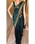 MODERN BANARASI SOFT SILK WEAVING WORK SAREE WITH UNSTITCHED BLOUSE GREEN