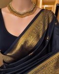 MODERN BANARASI SOFT SILK WEAVING WORK SAREE WITH UNSTITCHED BLOUSE WEDDING WEAR WHOLESALE PRICE ETHNIC GARMENT (3)