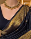 MODERN BANARASI SOFT SILK WEAVING WORK SAREE WITH UNSTITCHED BLOUSE WEDDING WEAR WHOLESALE PRICE ETHNIC GARMENT (3)