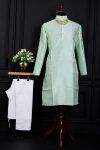 MODERN  BANGLORI SILK  PLAIN WORK MEN'S KURTA PAYJAMA PISTA