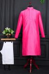 MODERN  BANGLORI SILK  PLAIN WORK MEN'S KURTA PAYJAMA PINK