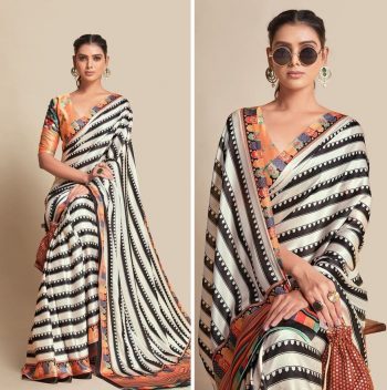 MODERN BRIGHT MOSS SILK DESIGN DIGITAL PRINT WORK SAREE WITH UNSTITCHED BLOUSE MULTI
