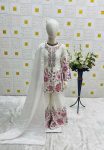 MODERN CHINON SILK EMBROIDERY SEQUENCE WORK KID'S TOP PALAZZO WITH DUPATTA WHITE