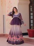 MODERN COSMOS FLOWER PRINT TOP LEHENGA PURPLE