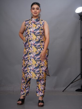 MODERN COTTON DIGITAL PRINTED WORK TOP BOTTOM SET