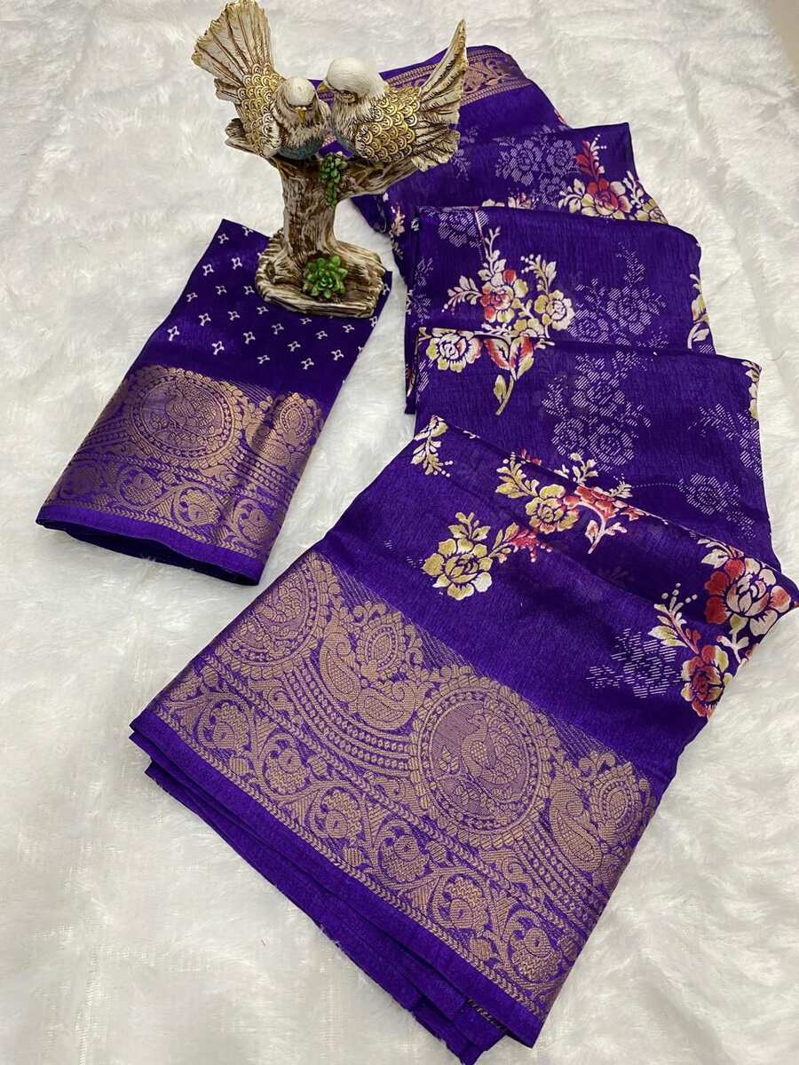 MODERN COTTON KALAMKARI PRINT JACQUARD KANJIVARAM ZARI BORDER SAREE WITH UNSTITCHED BLOUSE PARTY WEAR WHOLESALE PRICE ETHNIC GARMENT (3)