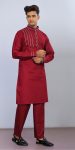 MODERN COTTON LACE WORK KURTA PAYJAMA MAROON