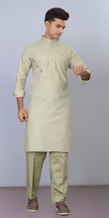 MODERN COTTON LACE WORK KURTA PAYJAMA PISTA