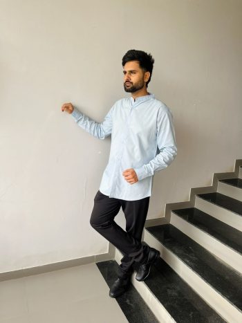 MODERN COTTON PLAIN MEN'S SHIRT SKY