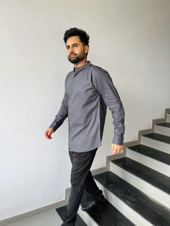 MODERN COTTON PLAIN MEN'S SHIRT BLUE