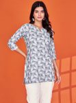 ATTRACTIVE COTTON PRINTED WORK TOP BLUE
