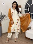 MODERN COTTON SILK EMBROIDERY WORK TOP BOTTOM WITH DUPATTA CASUAL WEAR WHOLESALE PRICE ETHNIC GARMENT (12)