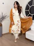 MODERN COTTON SILK EMBROIDERY WORK TOP BOTTOM WITH DUPATTA CASUAL WEAR WHOLESALE PRICE ETHNIC GARMENT (12)