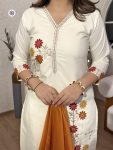 MODERN COTTON SILK EMBROIDERY WORK TOP BOTTOM WITH DUPATTA CASUAL WEAR WHOLESALE PRICE ETHNIC GARMENT (12)