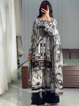 MODERN CREPE DIGITAL PRINT WORK TOP PALAZZO WITH DUPATTA BLACK