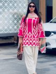 MODERN CREPE DIGITAL PRINT WORK TOP PATIYALA WITH DUPATTA PINK