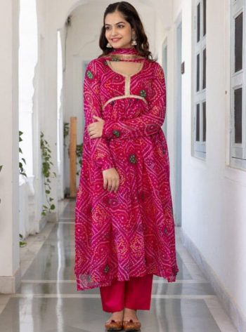 MODERN DELTA SILK PRINTED TOP BOTTOM WITH DUPATTA PINK