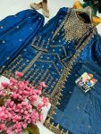 MODERN FENDY SILK ZARI SEQUENCE EMBROIDERY WORK TOP PALAZZO WITH DUPATTA PARTY WEAR WHOLESALE PRICE ETHNIC GARMENT (27)