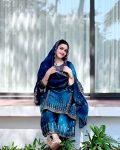 MODERN FENDY SILK ZARI SEQUENCE EMBROIDERY WORK TOP PALAZZO WITH DUPATTA TEAL
