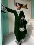 MODERN GEORGETTE CHAIN WORK TOP BOTTOM SET  GREEN