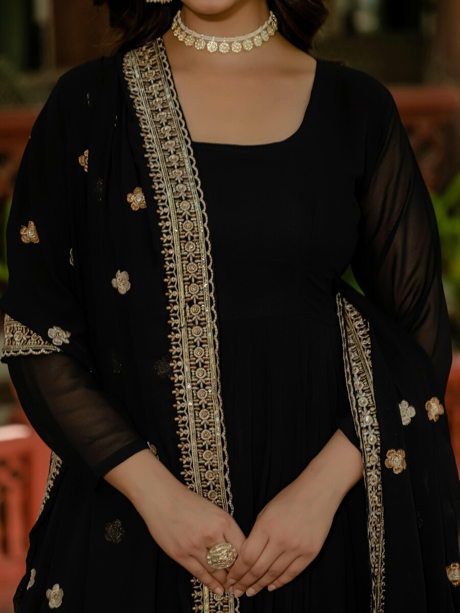 MODERN GEORGETTE EMBROIDERY DIAMOND WORK GOWN WITH DUPATTA FESTIVAL WEAR WHOLESALE PRICE ETHNIC GARMENT (11)