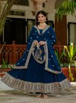 MODERN GEORGETTE EMBROIDERY DIAMOND WORK GOWN WITH DUPATTA NAVY BLUE