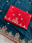 MODERN GEORGETTE EMBROIDERY WITH PIPING BORDER WORK SAREE WITH UNSTITCHED BLOUSE PARTY WEAR WHOLESALE PRICE ETHNIC GARMENT (2)