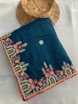 MODERN GEORGETTE EMBROIDERY WITH PIPING BORDER WORK SAREE WITH UNSTITCHED BLOUSE PARTY WEAR WHOLESALE PRICE ETHNIC GARMENT (2)