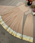 MODERN GEORGETTE FANCY BORDER GOWN BOTTOM WITH DUPATTA FESTIVE WEAR WHOLESALE PRICE ETHNIC GARMENT (2)