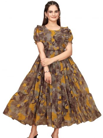 MODERN GEORGETTE PRINTED WORK ONE PEICE DRESS
