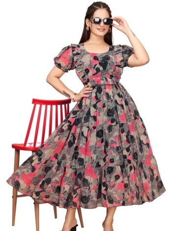 MODERN GEORGETTE PRINTED WORK ONE PEICE DRESS