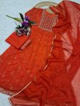MODERN GEORGETTE SEQUENCE EMBROIDERY WORK TOP BOTTOM WITH DUPATTA PARTY WEAR WHOLESALE PRICE ETHNIC GARMENT (16)