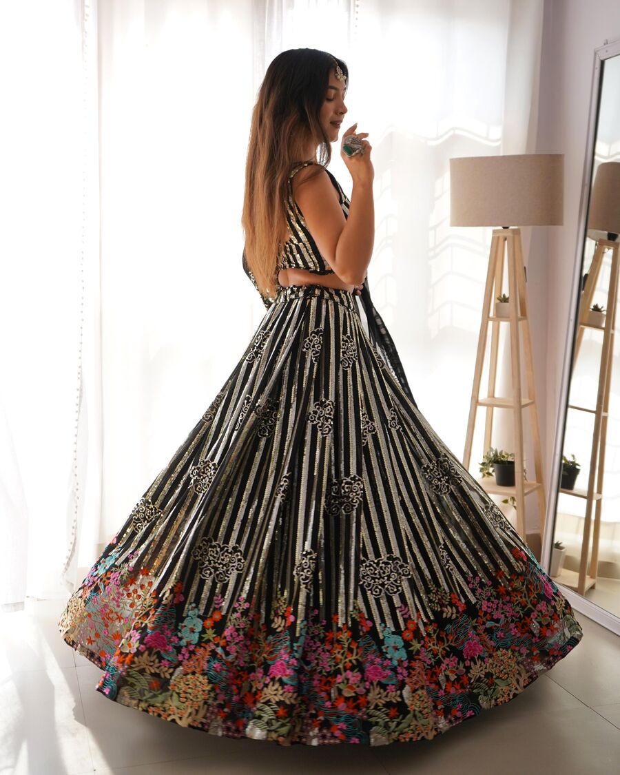 MODERN GEORGETTE THREAD WITH SEQUENCE WORK LEHENGA CHOLI WITH DUPATTA PARTY WEAR WHOLESALE PRICE ETHNIC GARMENT (7)