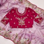 MODERN JIMMY CHOO THREAD EMBROIDERY CODING SEQUENCE SAREE WITH UNSTITCHED BLOUSE LAVENDER