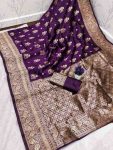 MODERN LICHI SILK BANARASI SAREE WITH UNSTITCHED BLOUSE PARTY WEAR WHOLESALE PRICE ETHNIC GARMENT (9)