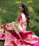 MODERN LICHI SILK JACQUARD WORK SAREE WITH UNSTITCHED BLOUSE BRIDAL WEAR WHOLESAlE PRICE ETHNIC GARMENT (12)
