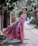 MODERN LICHI SILK JACQUARD WORK SAREE WITH UNSTITCHED BLOUSE FESTIVAL WEAR WHOLESALE PRICE ETHNIC GARMENT (10)